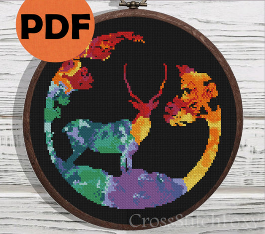 Watercolor Antelope cross stitch pattern