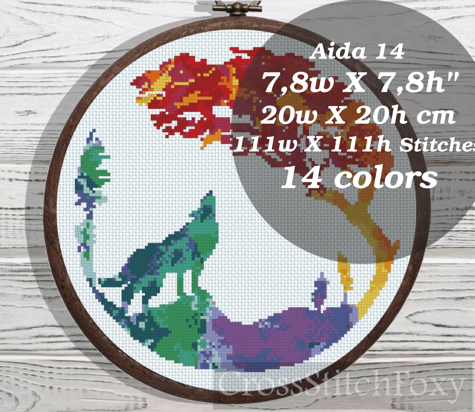 Watercolor Wolf cross stitch pattern