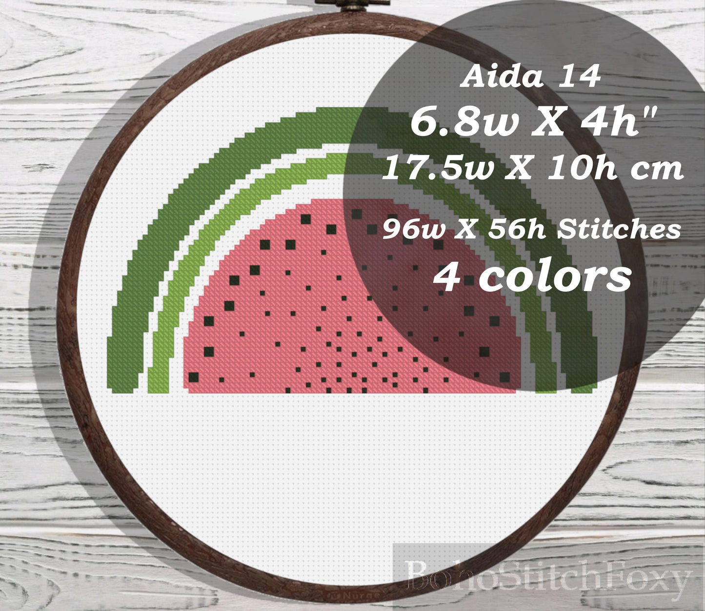Watermelon rainbow cross stitch pattern