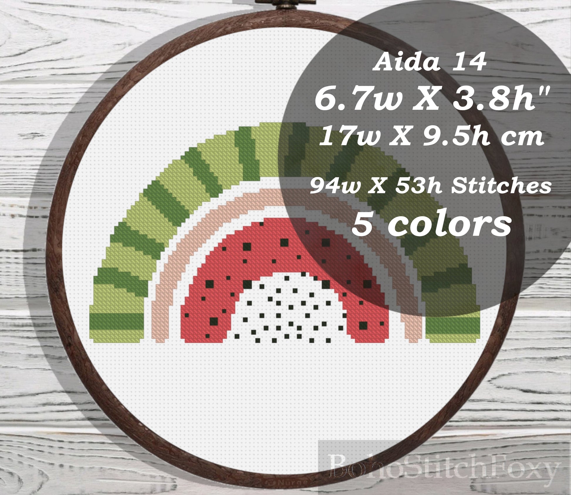 Watermelon summer rainbow cross stitch pattern