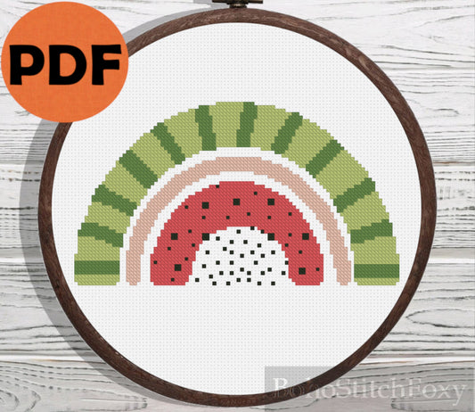 Watermelon summer rainbow cross stitch pattern