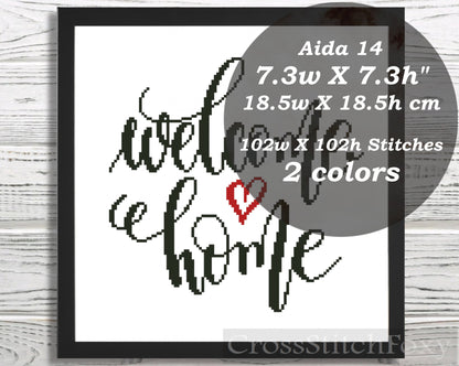 Welcome Home cross stitch pattern