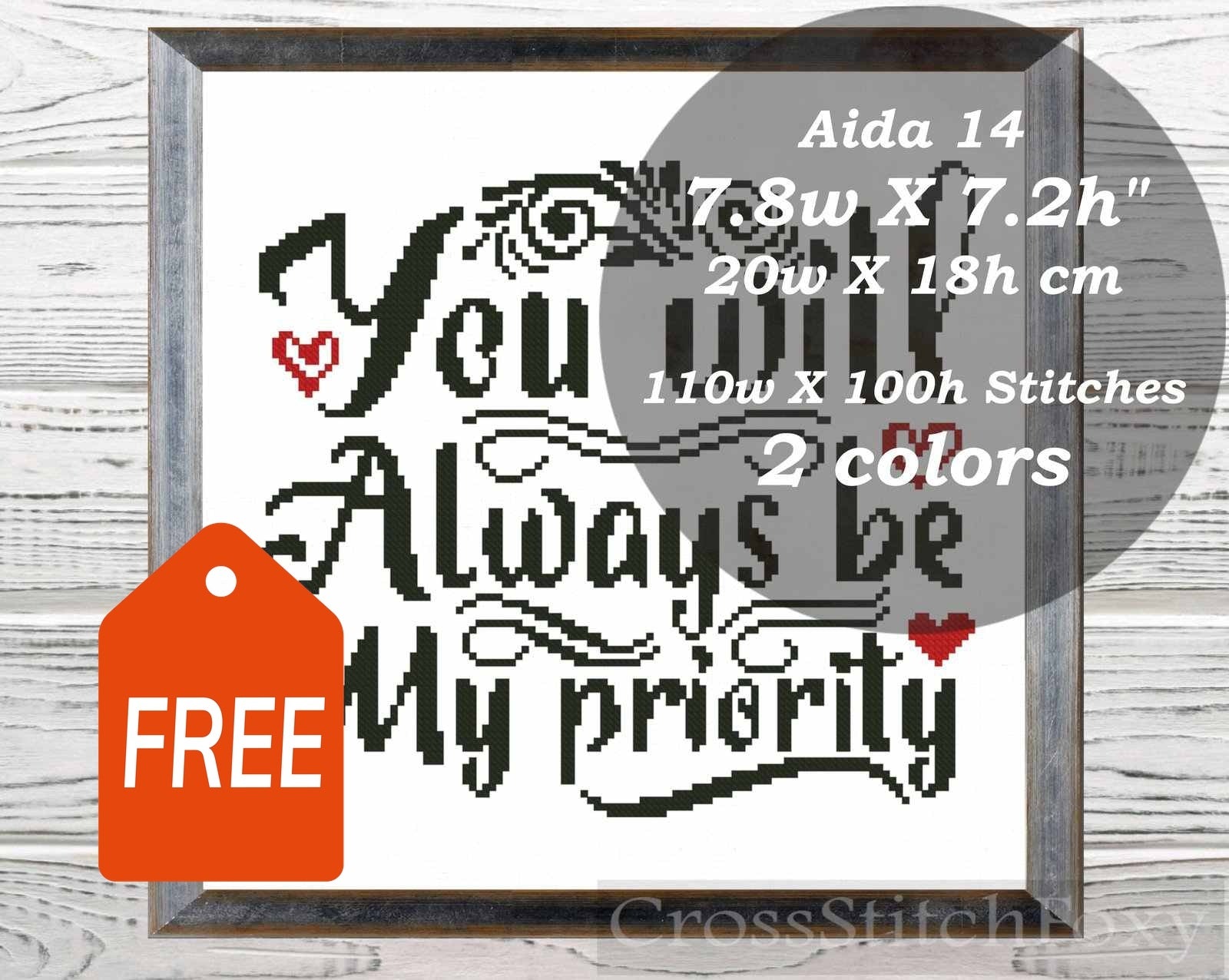 You Will Always Be My Priority cross stitch pattern