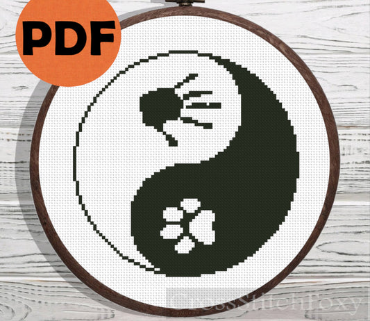 Ying Yang Paw cross stitch pattern