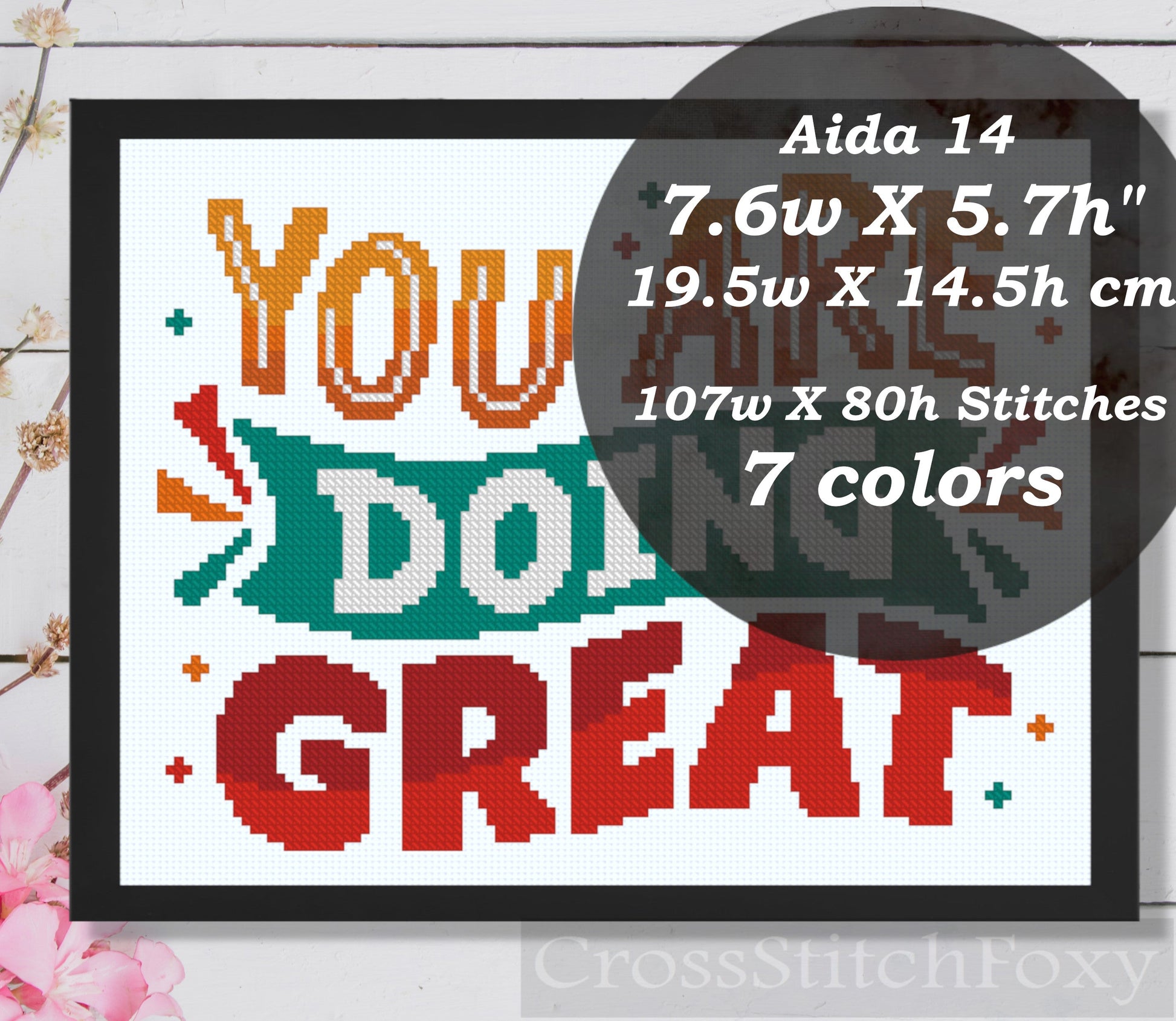 You Are Doing Great inspiring quote easy cross stitch pattern