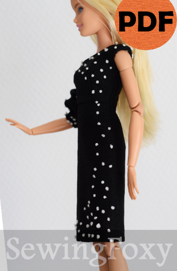 Barbie Doll Black Dress Sewing Pattern